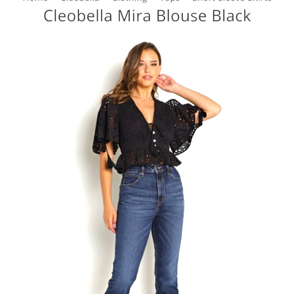 Cleobella Mira blouse small NWOT Black